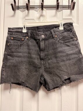 American Eagle Black High-Rise Denim Cutoff Shorts